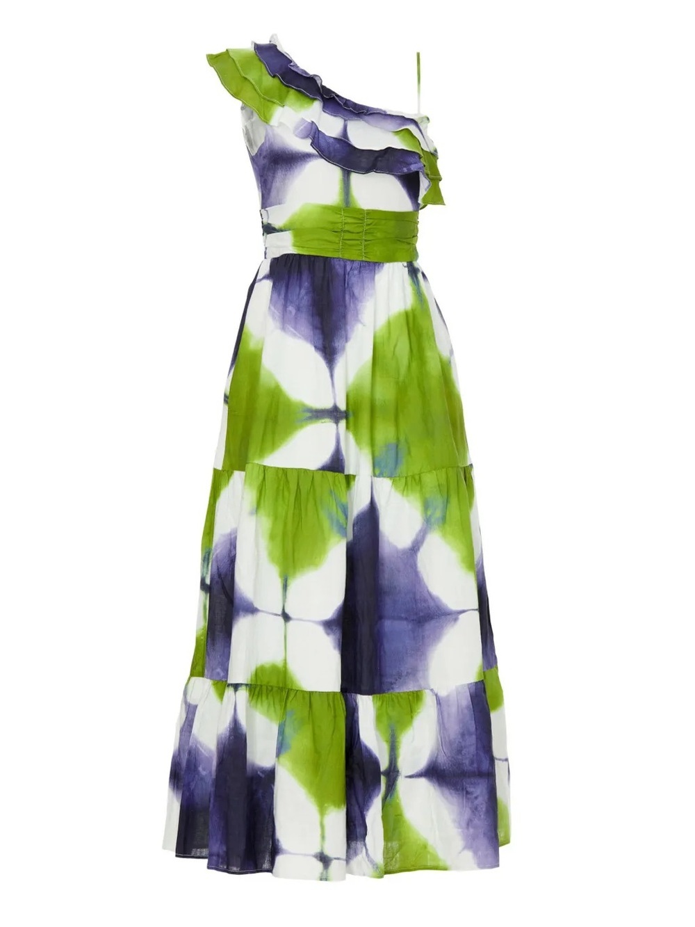 Busayo One Shoulder Ruffle Cotton Maxi Dress Size 4